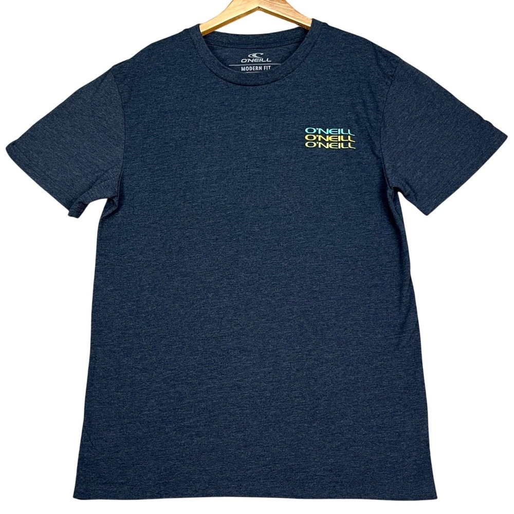O'Neill T-Shirt Mens Medium Navy Blue Heathered Short Sleeve Modern Fit EUC